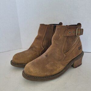 Caterpillar Boots Size 7 Leather Women's Heeled Heavy Boots Work Buckle